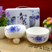 4头青花瓷碗餐具2碗2勺