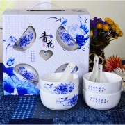 8头青花瓷碗餐具套装4碗4勺