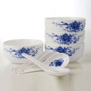 8头青花瓷碗餐具套装4碗4勺