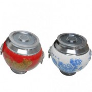 陶瓷锡罐 银色富贵花开锡制茶叶罐 红白两色可选