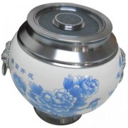 陶瓷锡罐 银色富贵花开锡制茶叶罐 红白两色可选