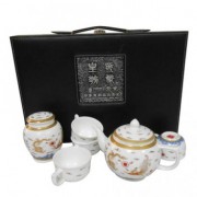 金龙凤运骨瓷烤金茶具六件套印象皇朝极品骨瓷