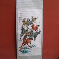 变相画 八骏图  马到成功 白天显国画 晚上观音或财神