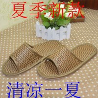 草藤编织亚麻拖鞋